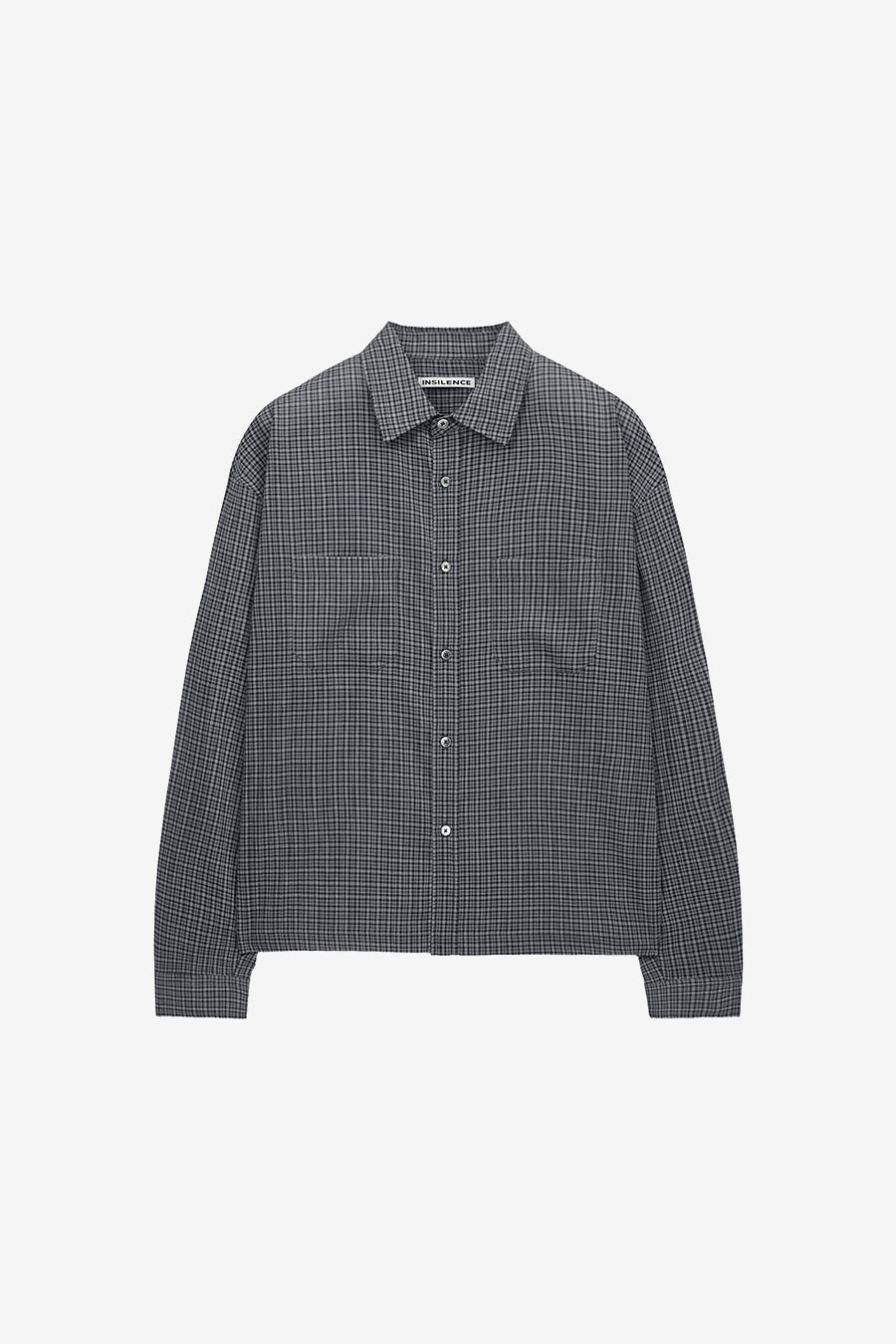 Insilence - Lightweight Crop Check Shirt (Dark Grey) product image 7 | TRAB K-Fashion Australia