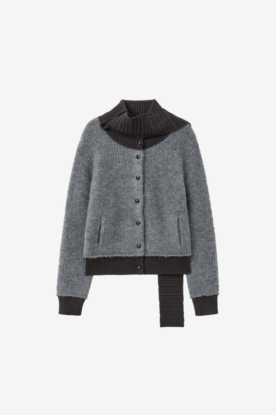Insilence - Detachable Muffler Cardigan (Charcoal) product image 7 | TRAB K-Fashion Australia