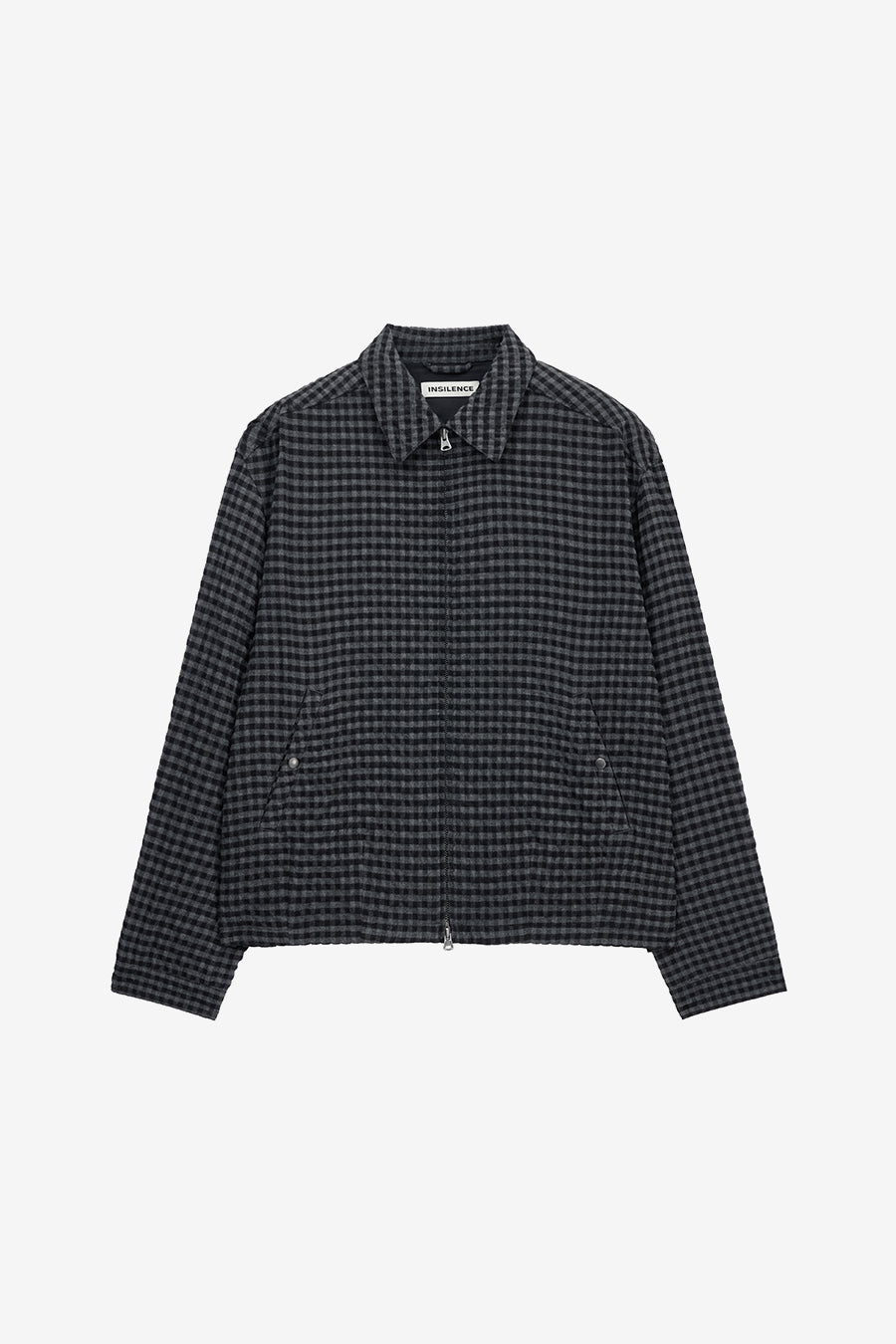 Insilence - Wrinkle Check Zip-Up Jacket (Black) product image 7 | TRAB K-Fashion Australia
