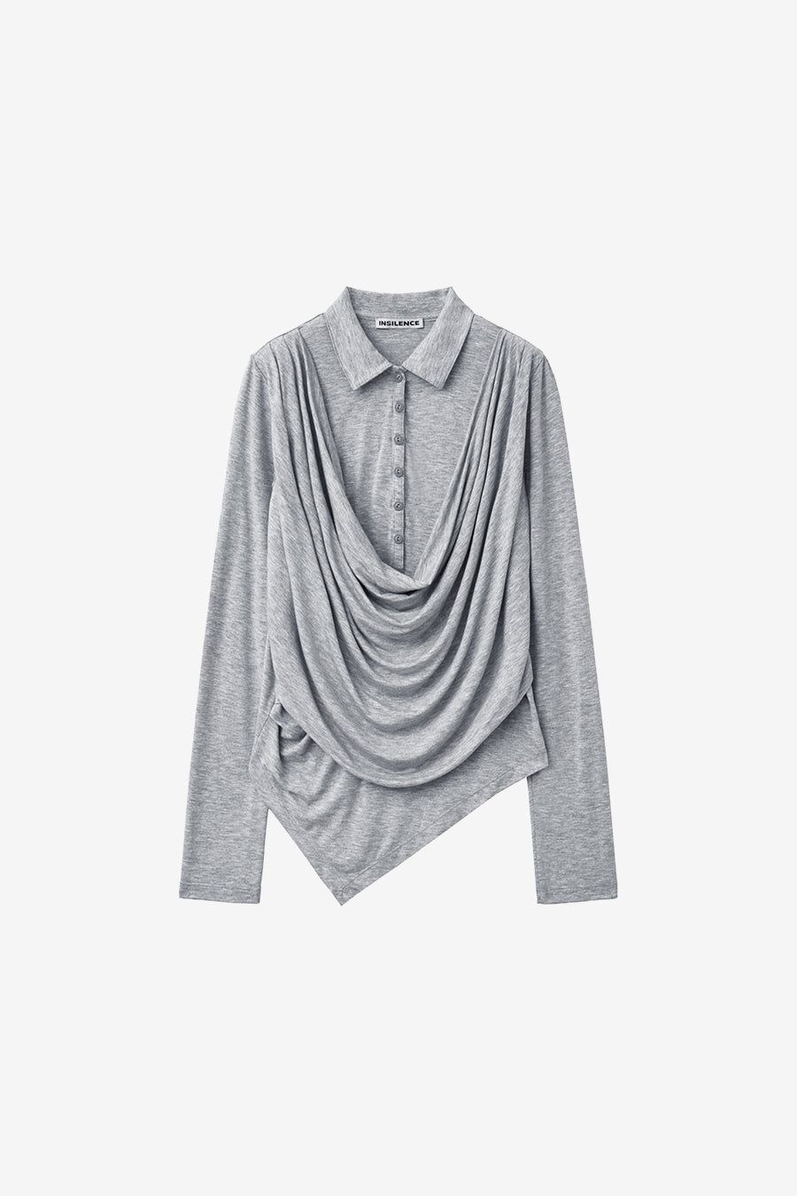 Insilence - Cowl Henley neck long sleeve (Melange Grey) product image 7 | TRAB K-Fashion Australia