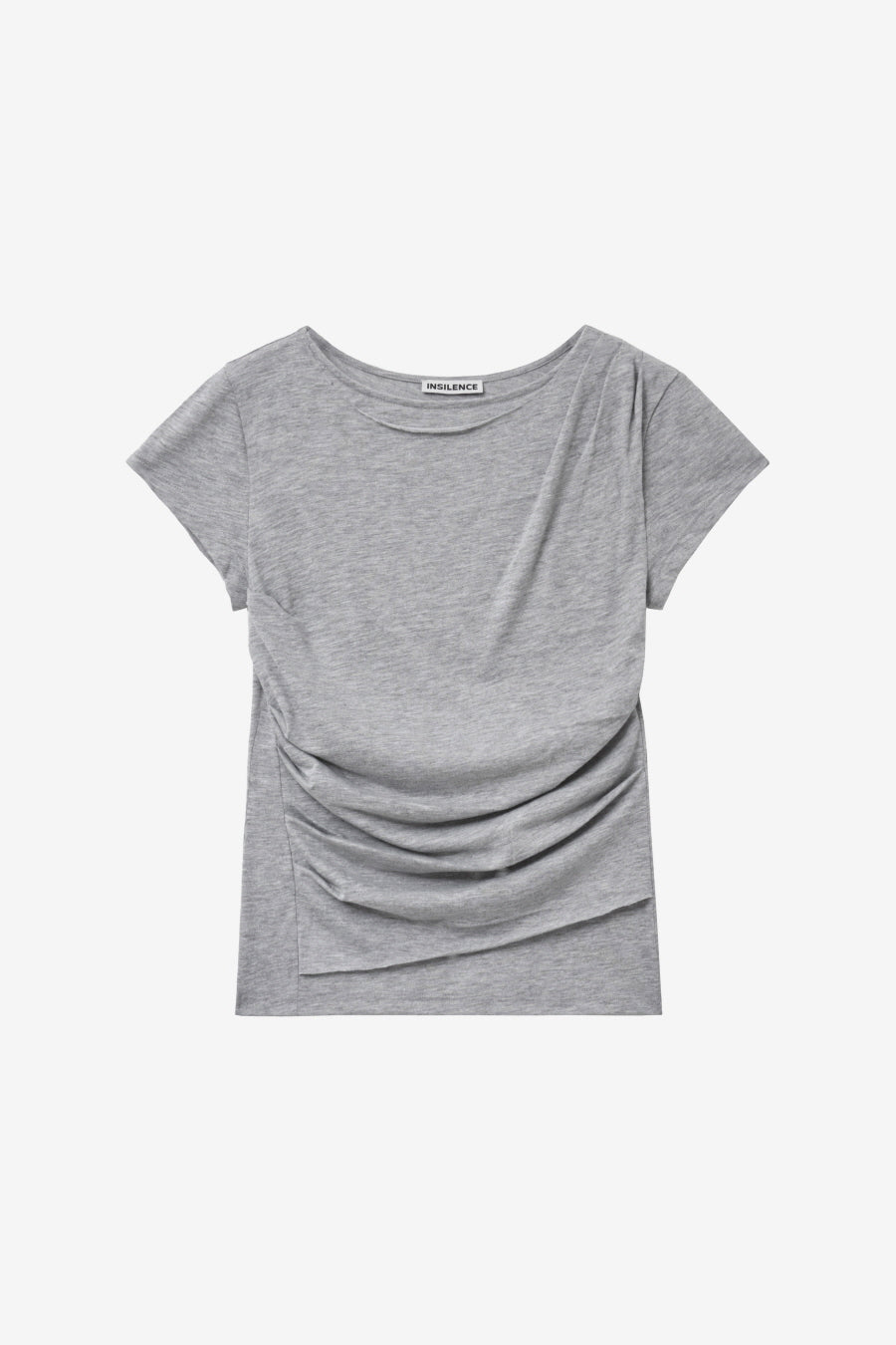 Insilence - Draping Boat Neck T-shirt (Melange Grey) product image 7 | TRAB K-Fashion Australia