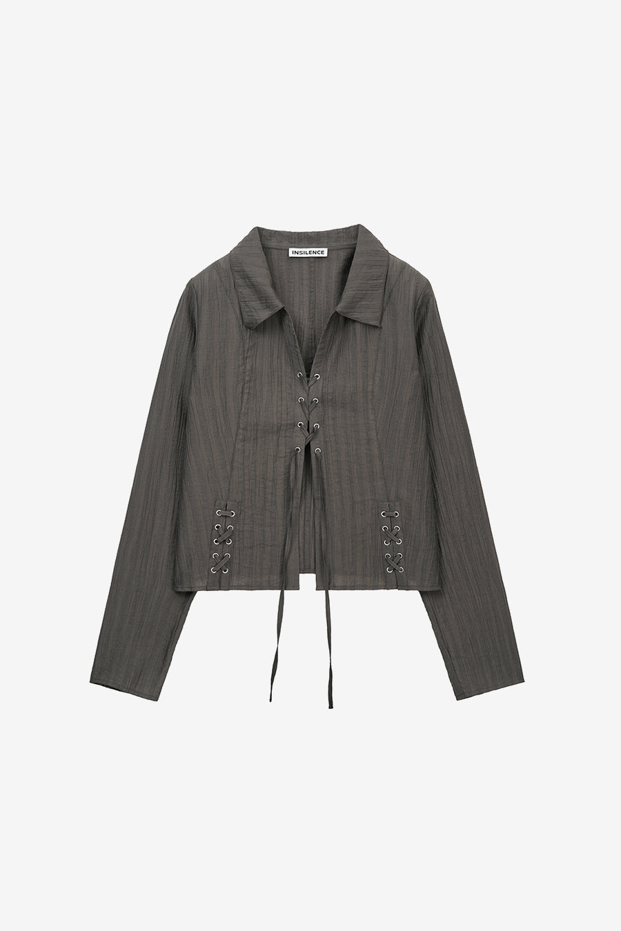 Insilence - Lace-up Strap Shirt (Khaki Brown) product image 7 | TRAB K-Fashion Australia