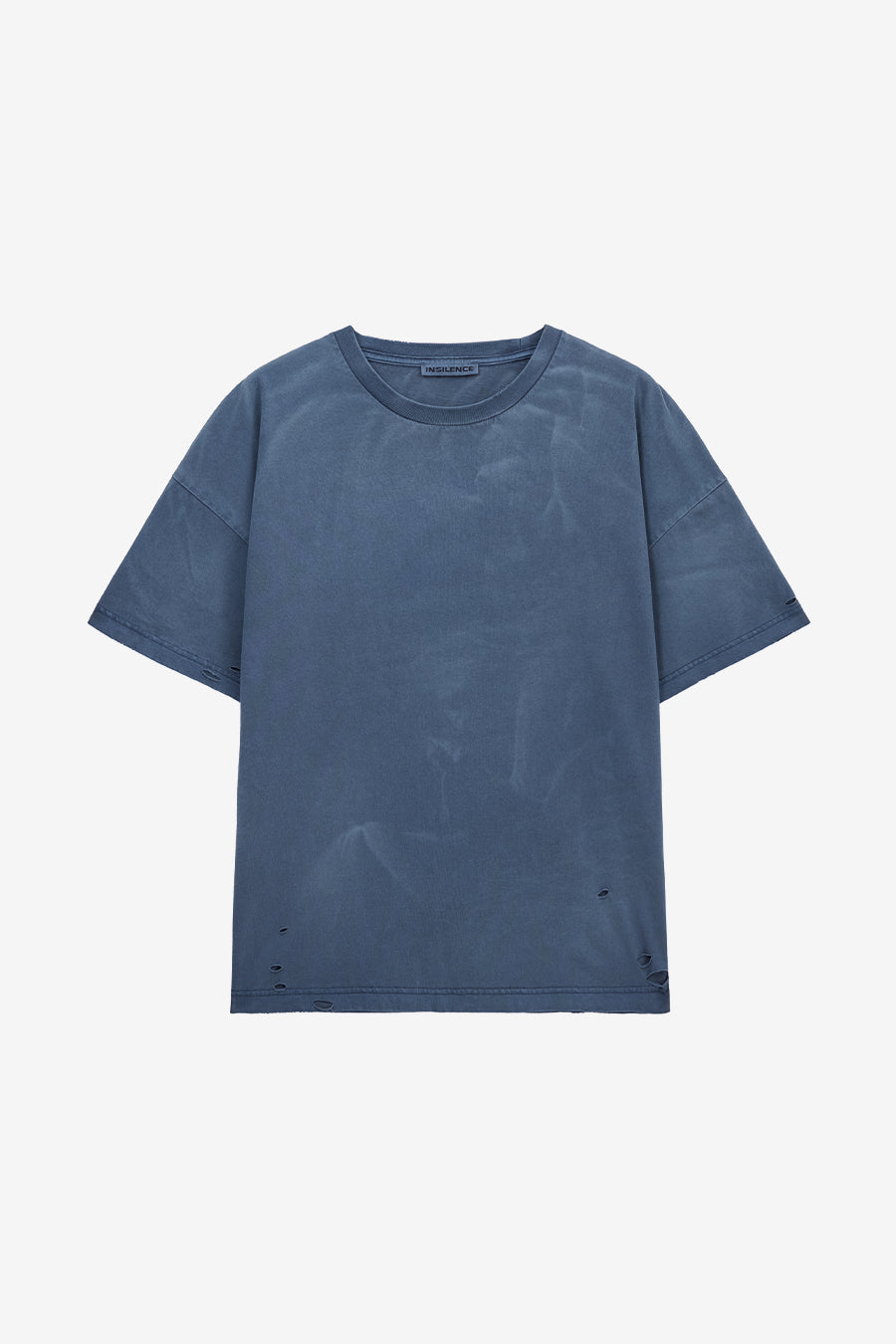 Insilence - Distressed Crop Box Fit T-Shirt (Light Navy) product image 7 | TRAB K-Fashion Australia