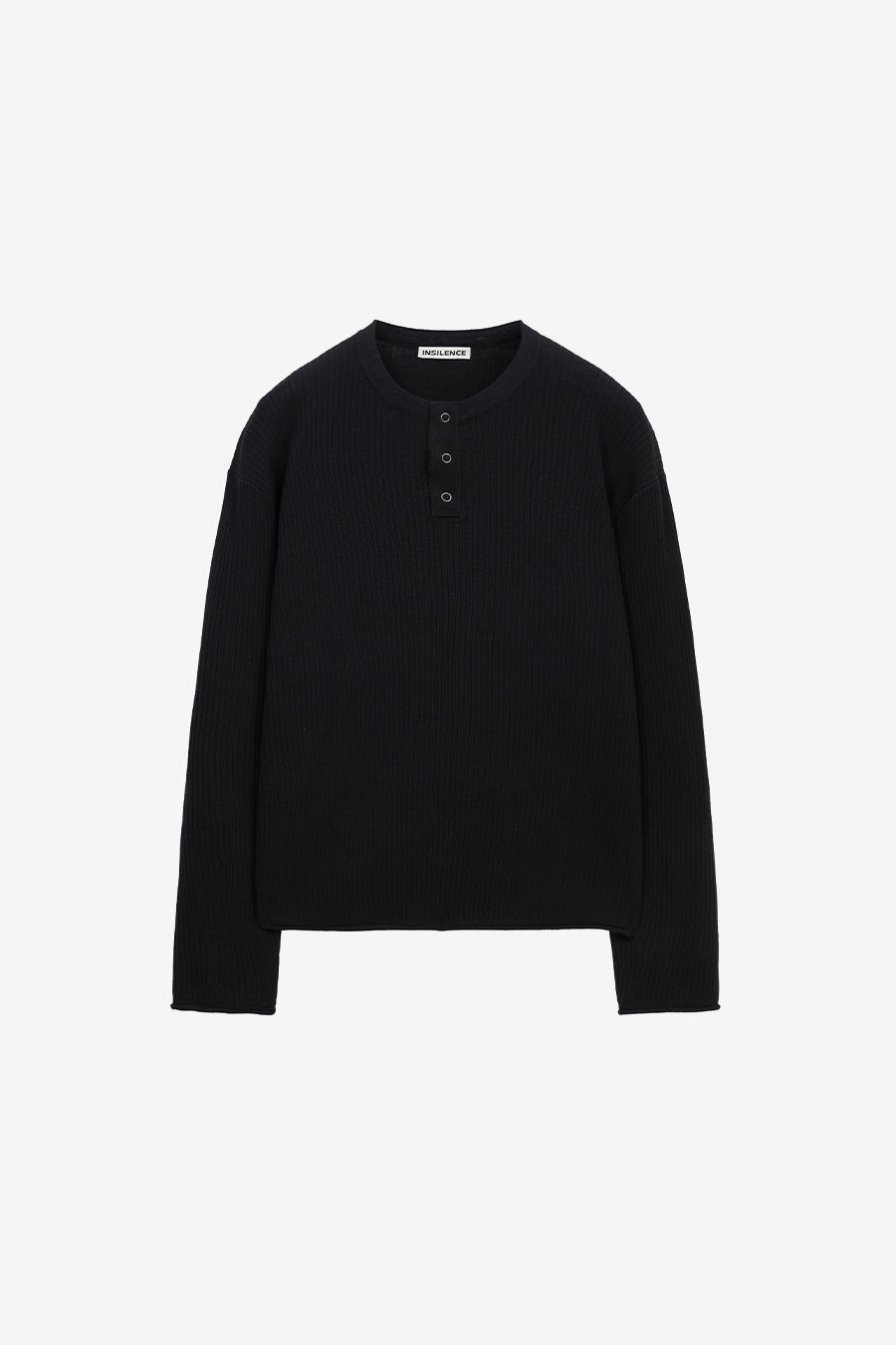 Insilence - Ribbed Henley Neck Knit (Black) product image 7 | TRAB K-Fashion Australia