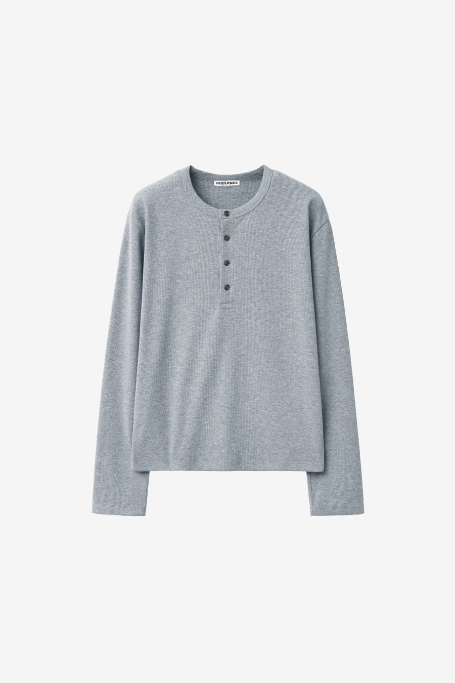 Insilence - Slim Fit Ribbed Henley Neck (Melange Grey) product image 7 | TRAB K-Fashion Australia