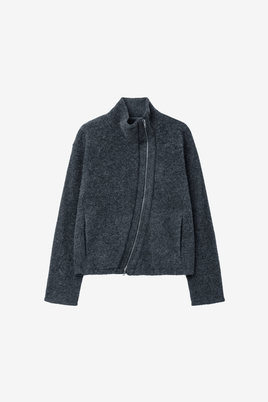 Insilence - Slanted Zipper Wool Jacket (Charcoal) product image 7 | TRAB K-Fashion Australia