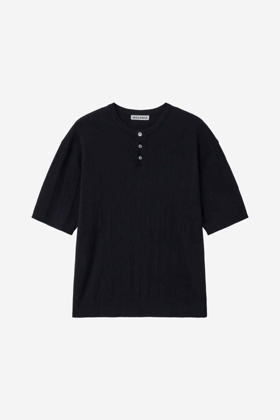 Insilence - Ribbed Henley Neck Half Knit (Black) product image 7 | TRAB K-Fashion Australia