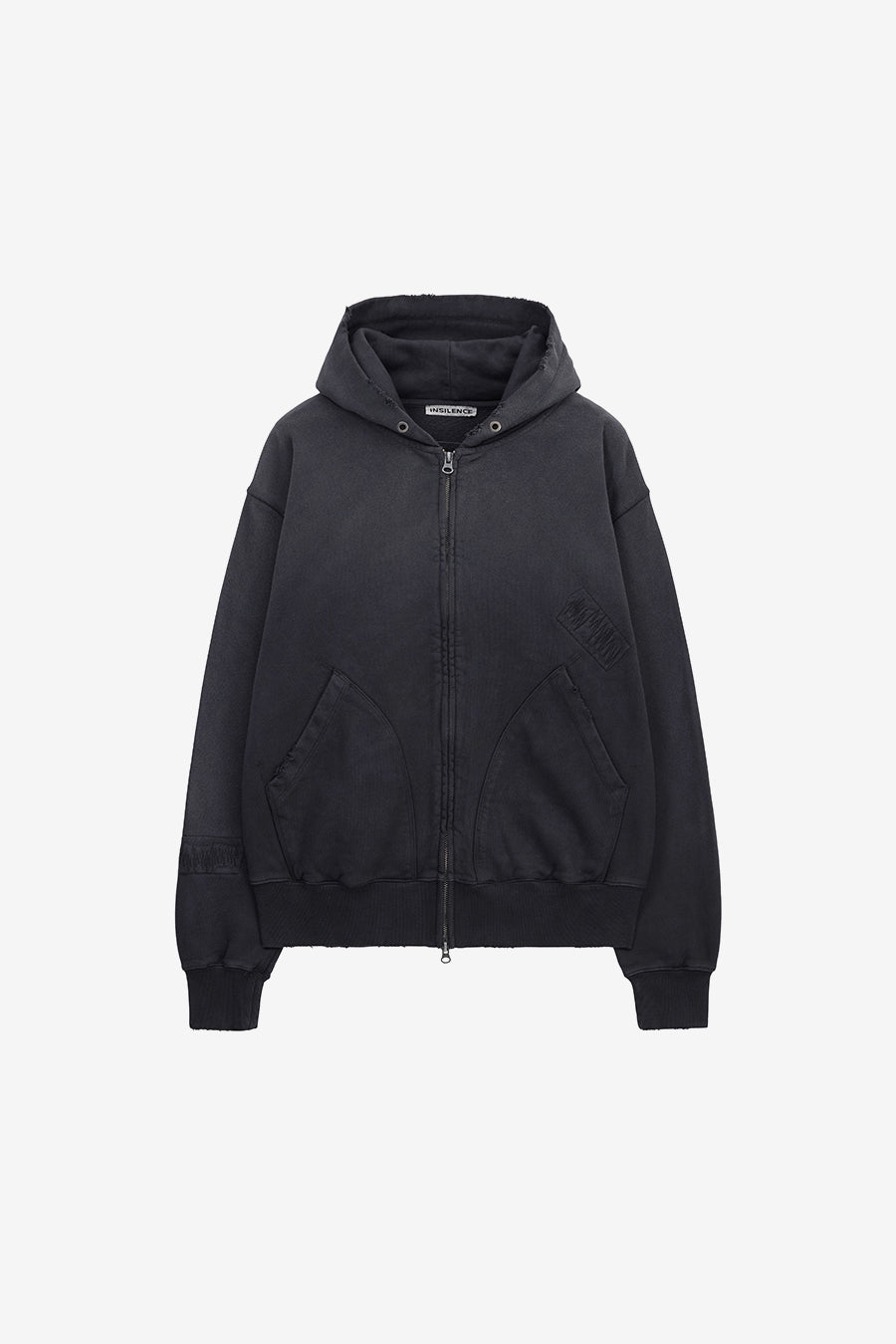 Insilence - Distressed Vintage Zip-Up Hoodie (Dark Grey) product image 7 | TRAB K-Fashion Australia