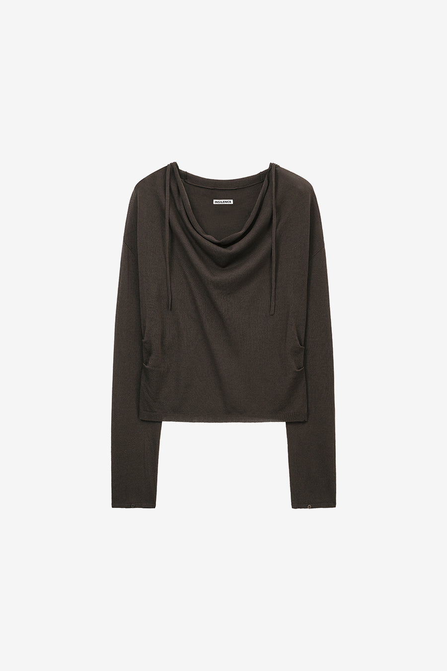 Insilence - Cowl Neck Hooded Knit (Brown) product image 9 | TRAB K-Fashion Australia
