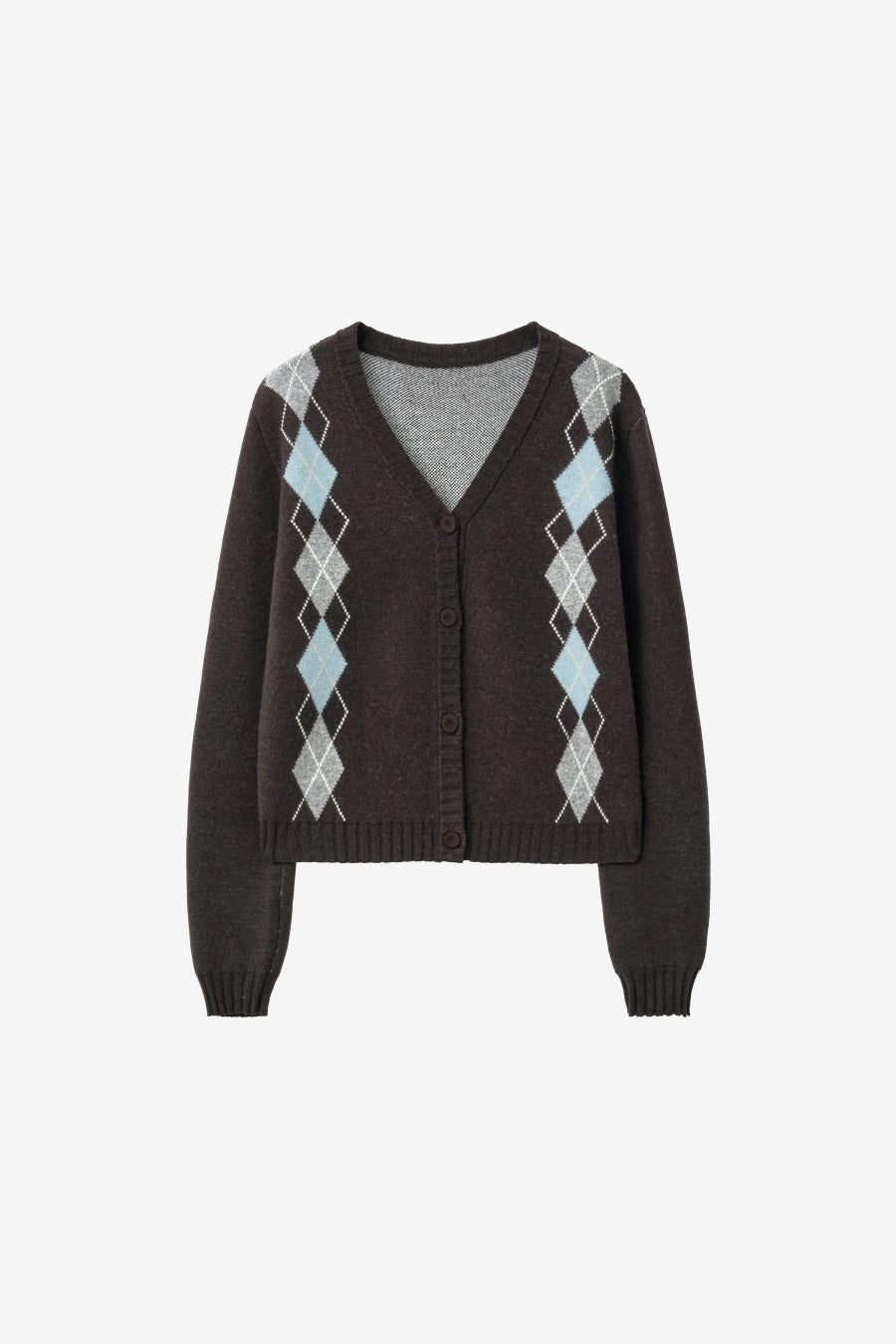 Insilence - Argyle V-Neck Cardigan (Brown) product image 5 | TRAB K-Fashion Australia