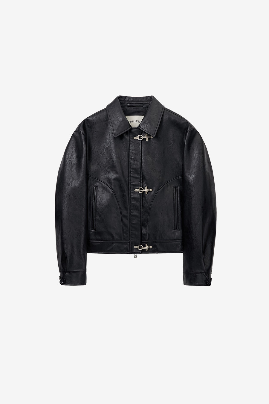 Insilence - Vintage Buckle Faux Leather Jacket (Black) product image 7 | TRAB K-Fashion Australia