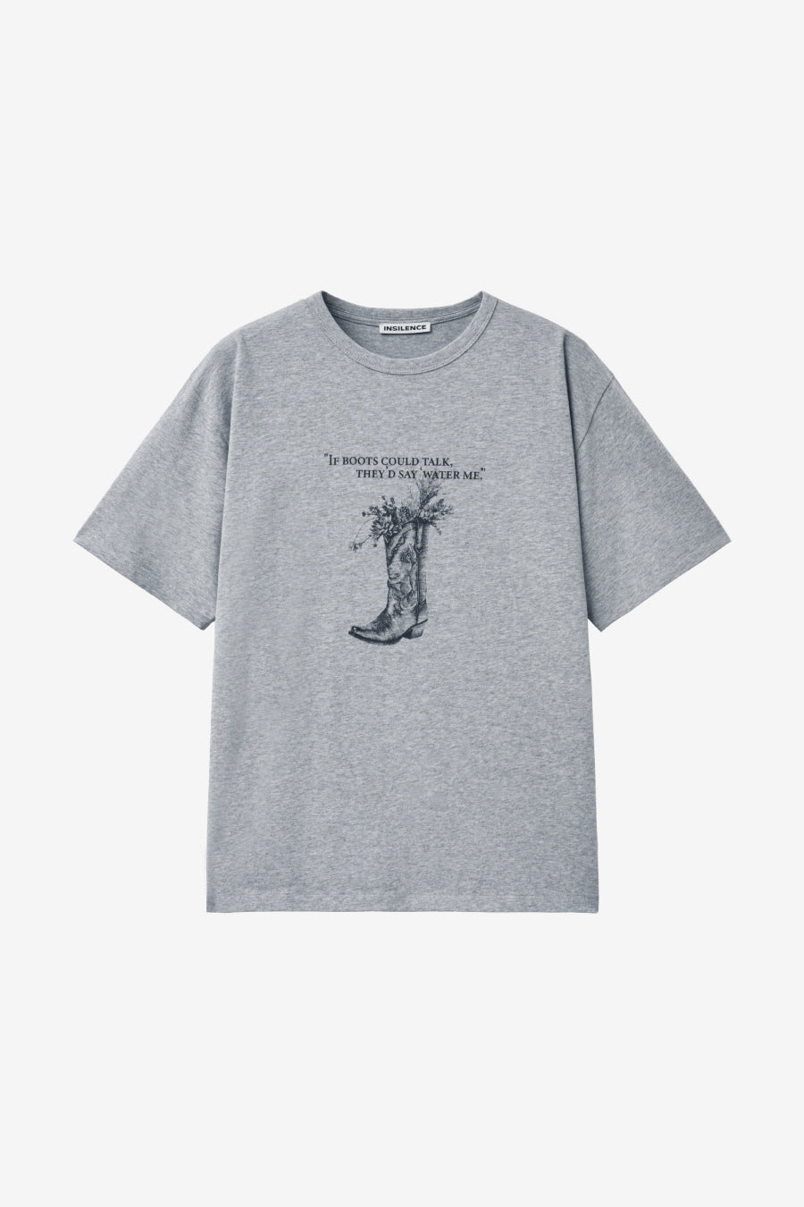 Insilence - Western Boots Graphic T-shirt (Melange Grey) product image 7 | TRAB K-Fashion Australia