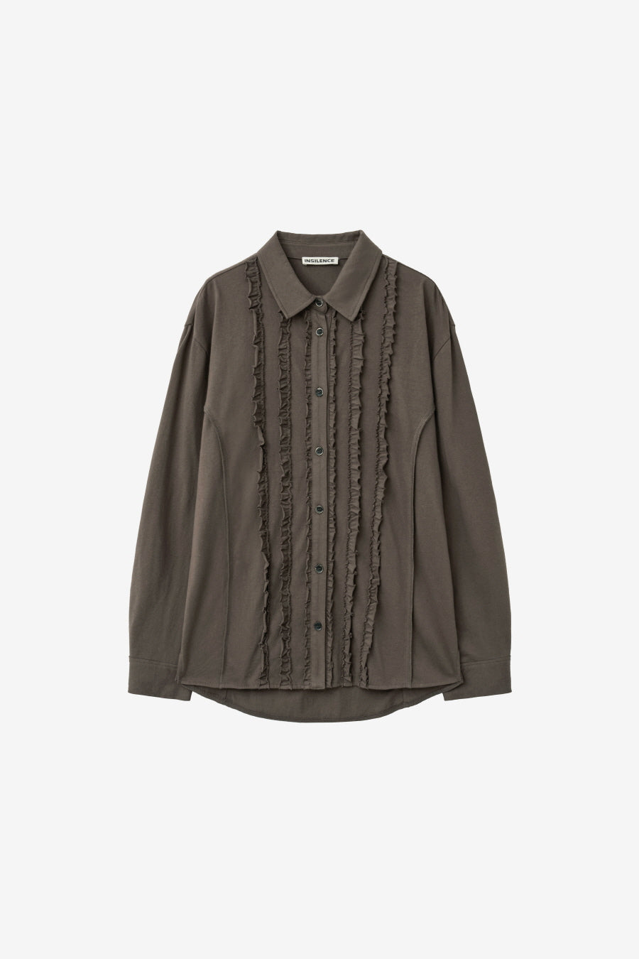 Insilence - Ruffle Jersey Shirt (Ash Brown) product image 7 | TRAB K-Fashion Australia