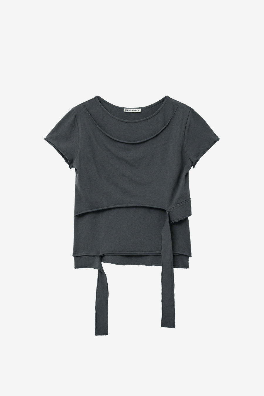 Insilence - Cotton Linen Natural Strap T-shirt (Charcoal) product image 7 | TRAB K-Fashion Australia