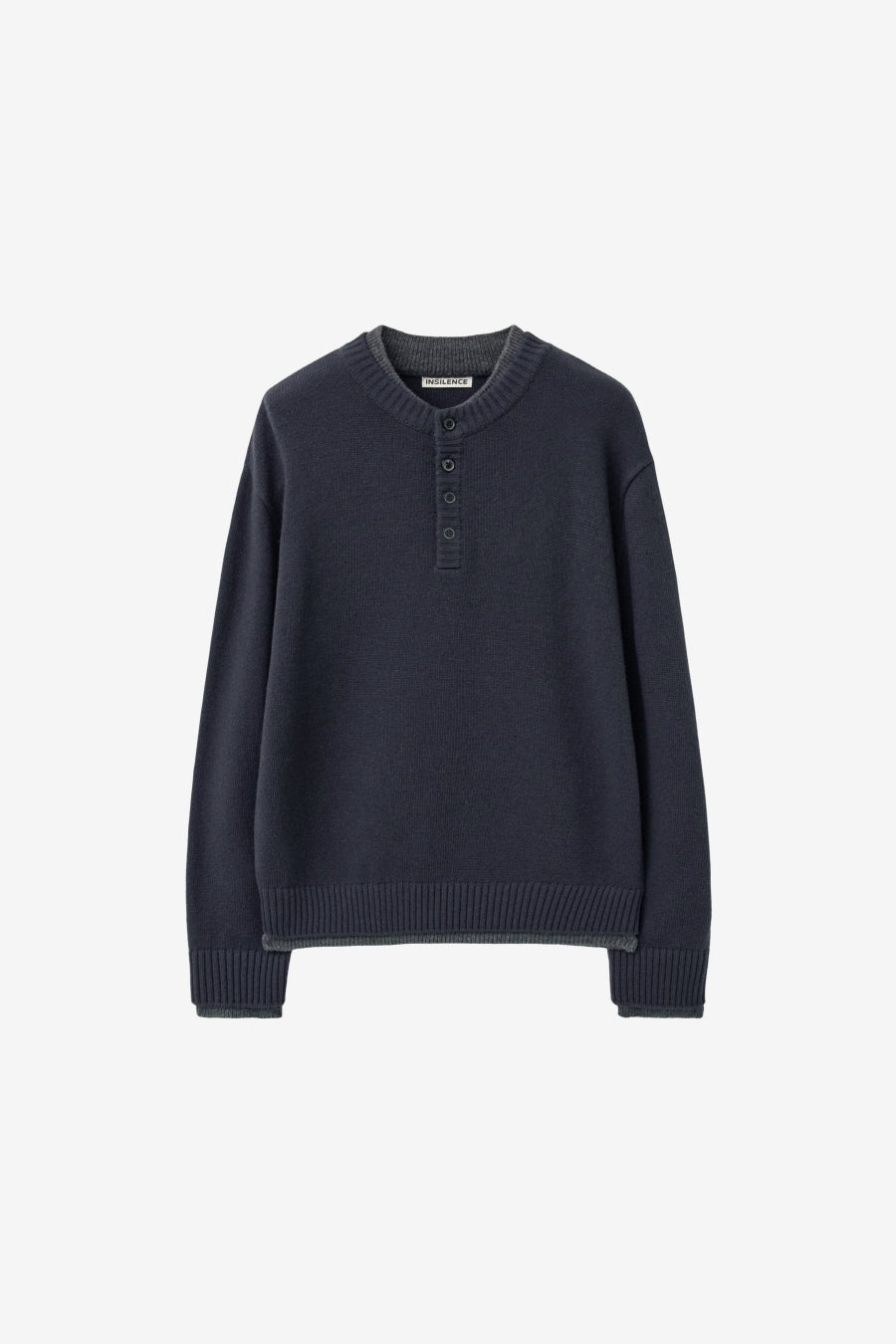 Insilence - Double Layered Henley Neck Knit (Charcoal) product image 5 | TRAB K-Fashion Australia
