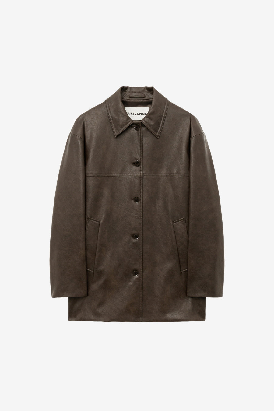 Insilence - Faux Leather Car Coat (Brown) product image 7 | TRAB K-Fashion Australia
