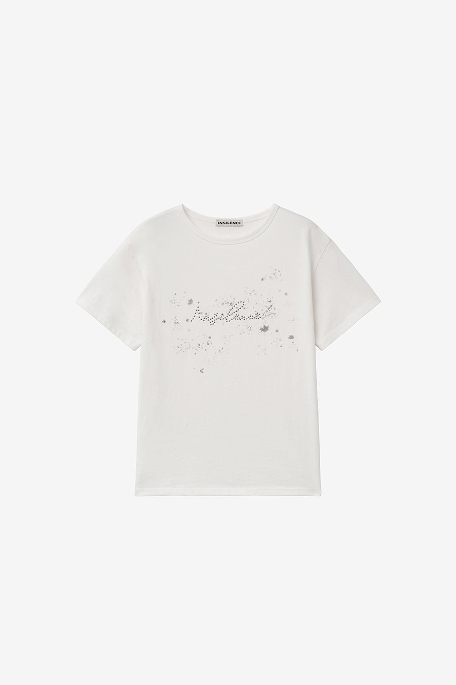 Insilence - Lettering Hotfix T-shirt (White) product image 7 | TRAB K-Fashion Australia