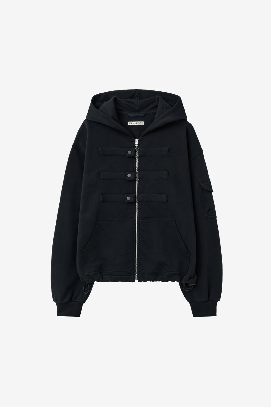 Insilence - Strap Closing Hood Zip Up (Black) product image 7 | TRAB K-Fashion Australia