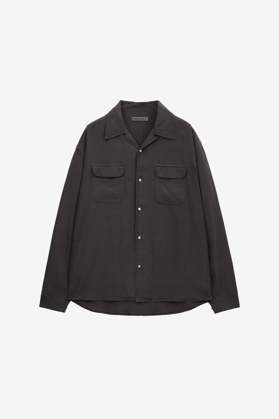 Insilence - Tencel gabardine open-collar shirt (Dark Brown) product image 7 | TRAB K-Fashion Australia
