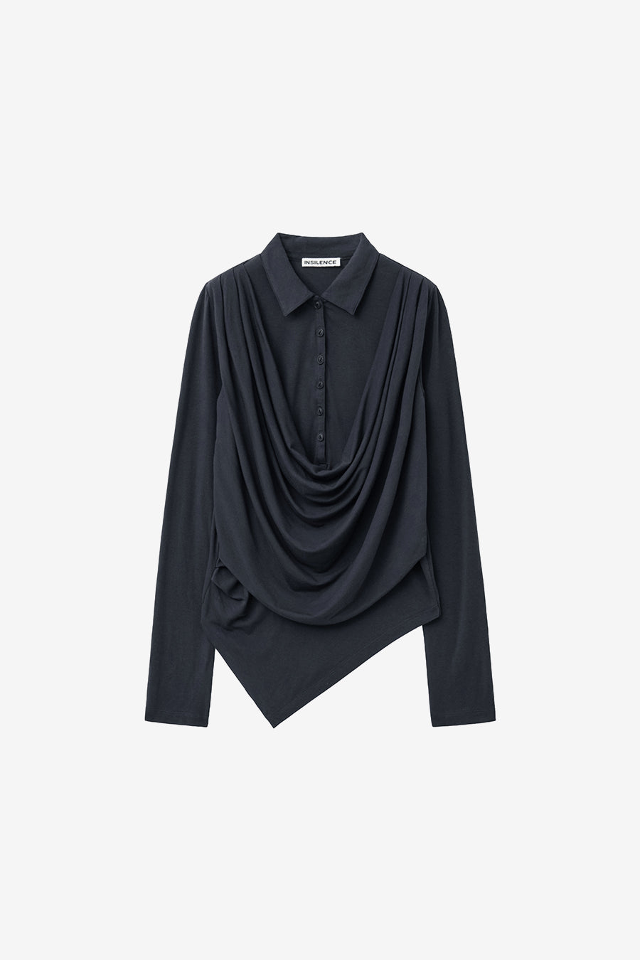 Insilence - Cowl Henley-Neck Long-Sleeve (Black) product image 7 | TRAB K-Fashion Australia