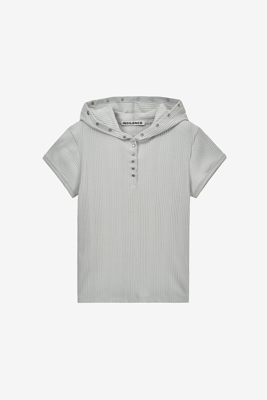 Insilence - Slim Snap Hoodie Top (Light Grey) product image 7 | TRAB K-Fashion Australia