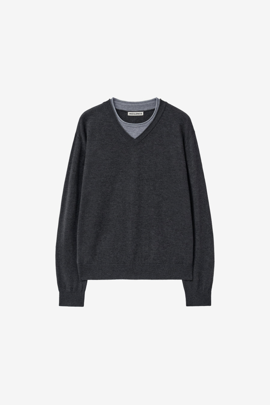 Insilence - Double-layered V-neck Knit (Charcoal) product image 7 | TRAB K-Fashion Australia