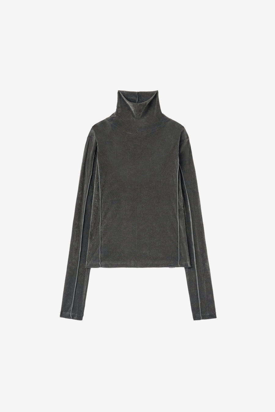 Insilence - Velvet Mesh Turtleneck T-Shirt (Charcoal) product image 7 | TRAB K-Fashion Australia