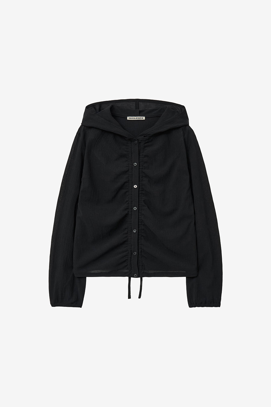 Insilence - Textured Shirring Hooded Shacket (Black) product image 7 | TRAB K-Fashion Australia