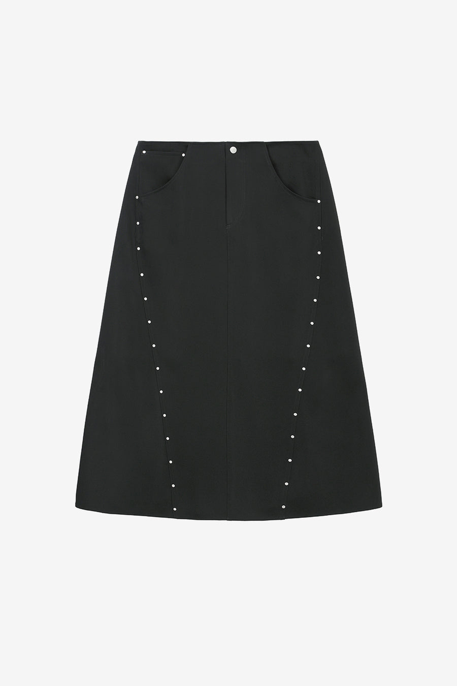 Insilence - Curved Studded Skirt (Black) product image 7 | TRAB K-Fashion Australia