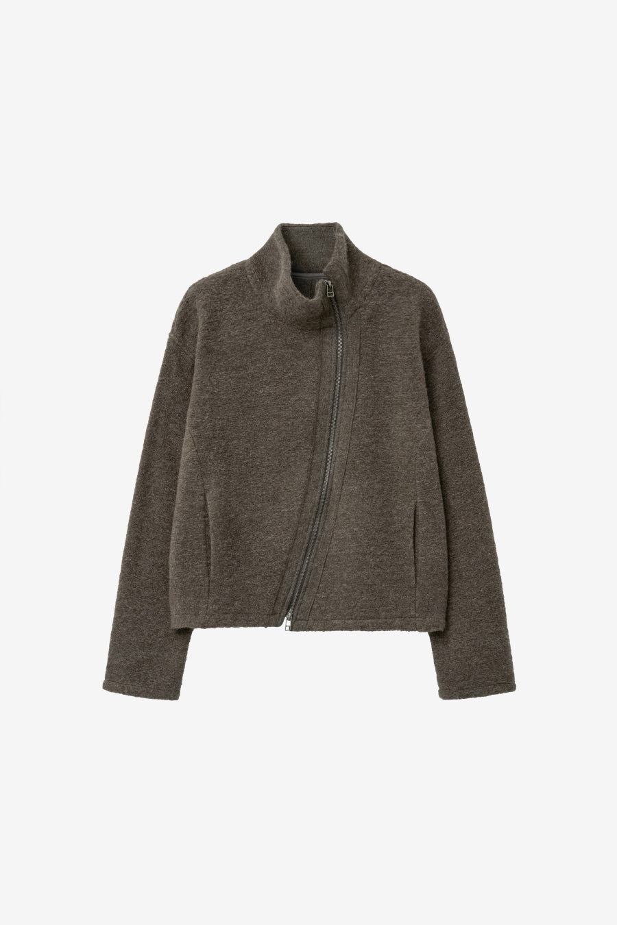 Insilence - Slanted Zipper Wool Jacket (Brown) product image 7 | TRAB K-Fashion Australia