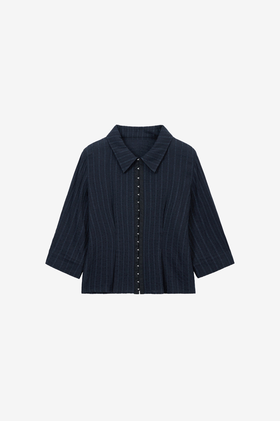Insilence - Hook Detail Jacquard Shirt (Navy) product image 7 | TRAB K-Fashion Australia