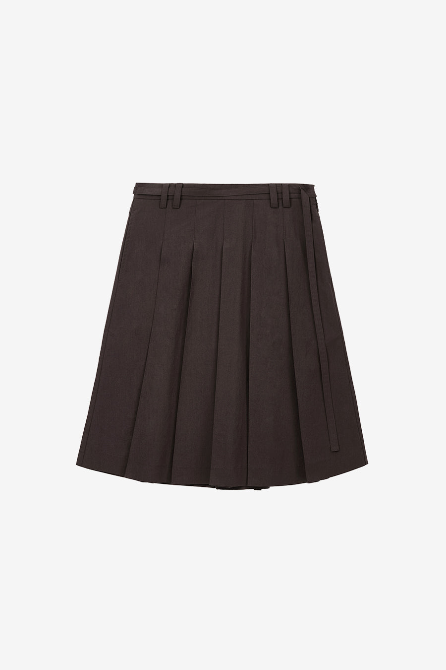 Insilence - Low Cotton Pleated Skirt (Brown) product image 7 | TRAB K-Fashion Australia