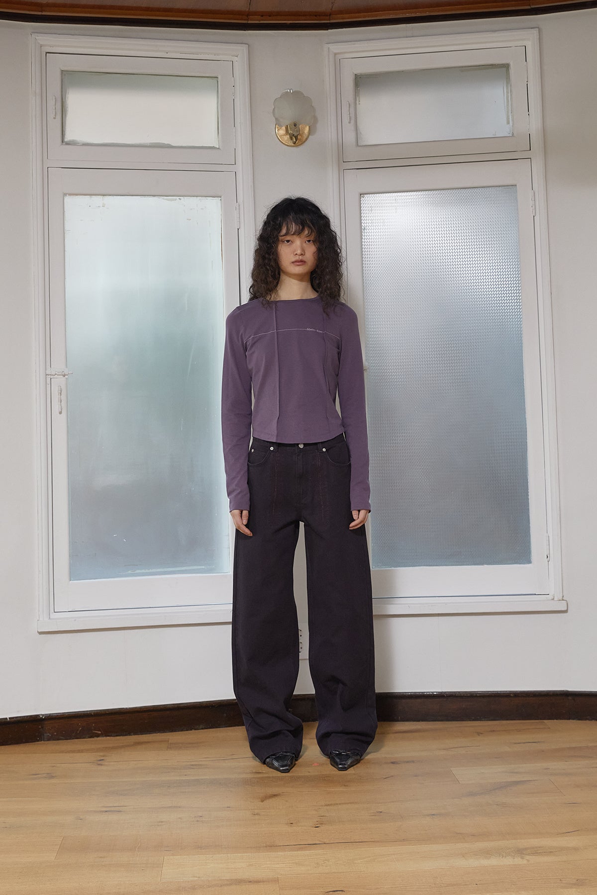 Matin Kim - Tuck Detail Small Logo Top (Purple) product image 14 | TRAB K-Fashion Australia