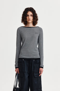 Matin Kim - Essential Boat Neck Knit Top (Black) product image 1 | TRAB K-Fashion Australia