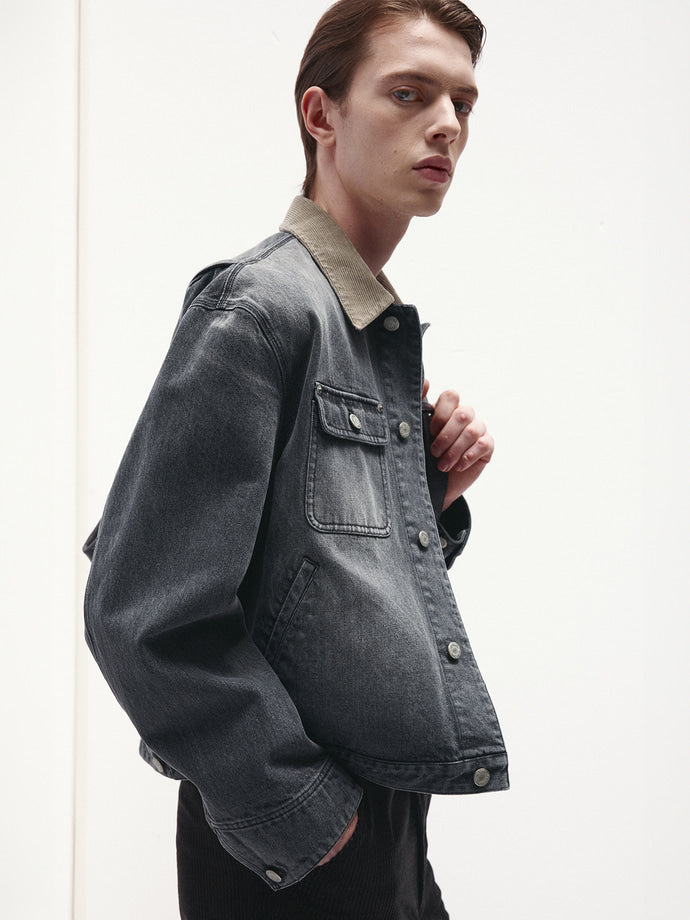 Tonywack - Corduroy Collar Denim Work Jacket (Washed Grey) product image 8 | TRAB K-Fashion Australia