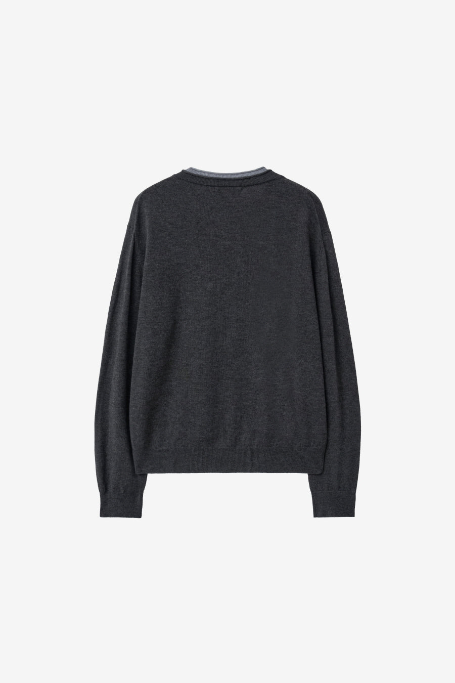 Insilence - Double-layered V-neck Knit (Charcoal) product image 8 | TRAB K-Fashion Australia