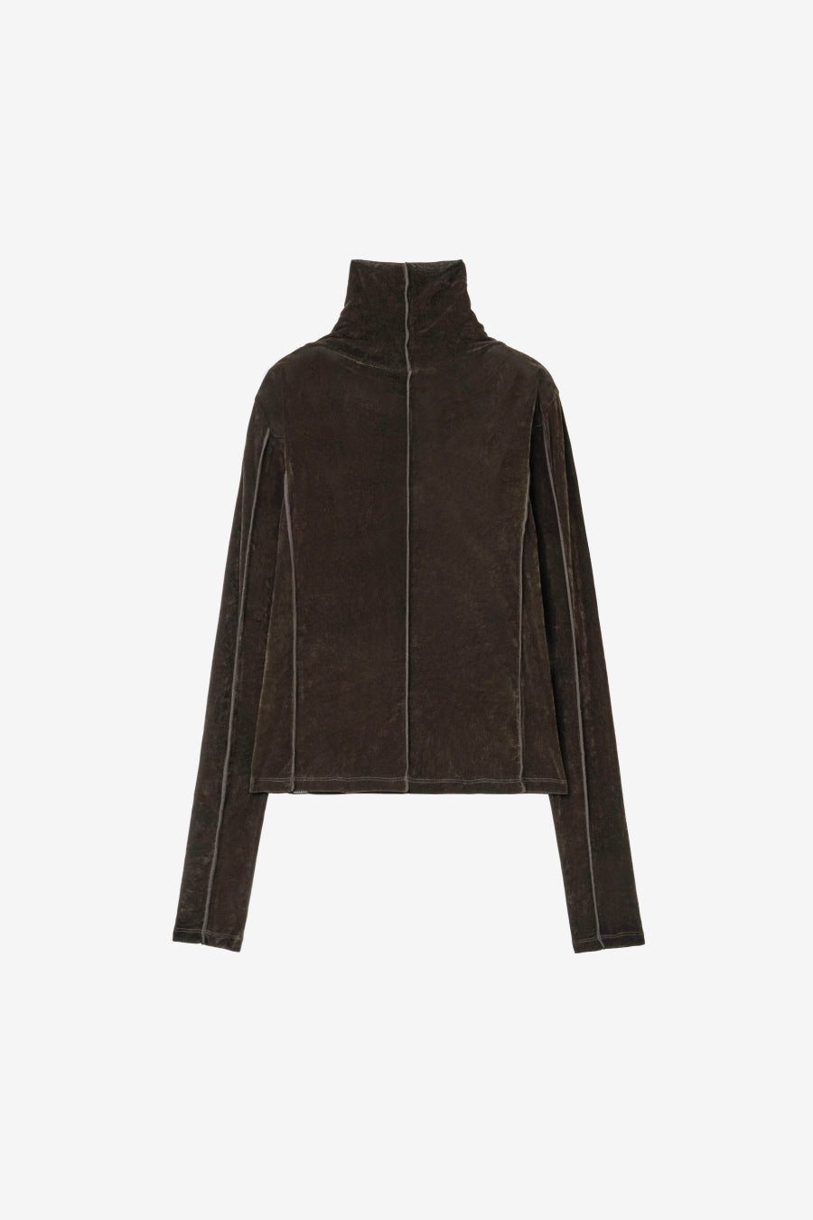 Insilence - Velvet Mesh Turtleneck T-Shirt (Brown) product image 8 | TRAB K-Fashion Australia