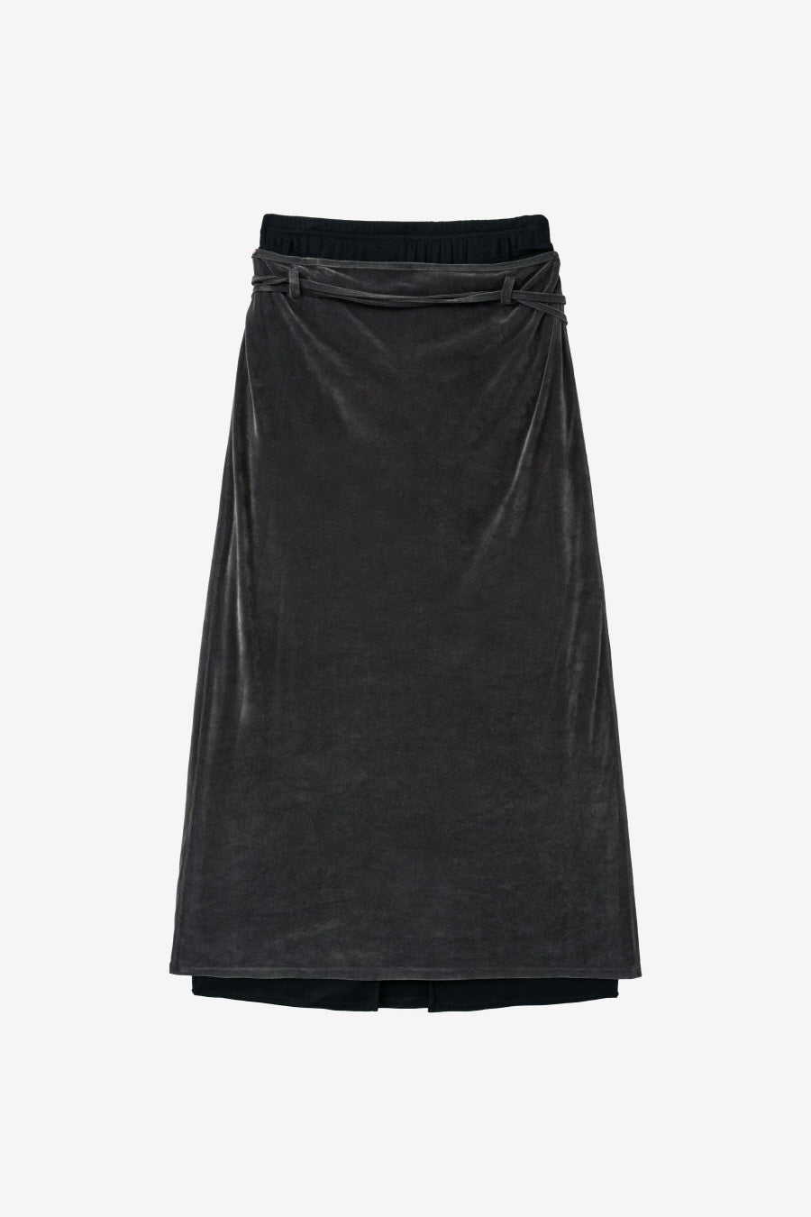 Insilence - Layered Velour Wrap Skirt (Charcoal) product image 10 | TRAB K-Fashion Australia