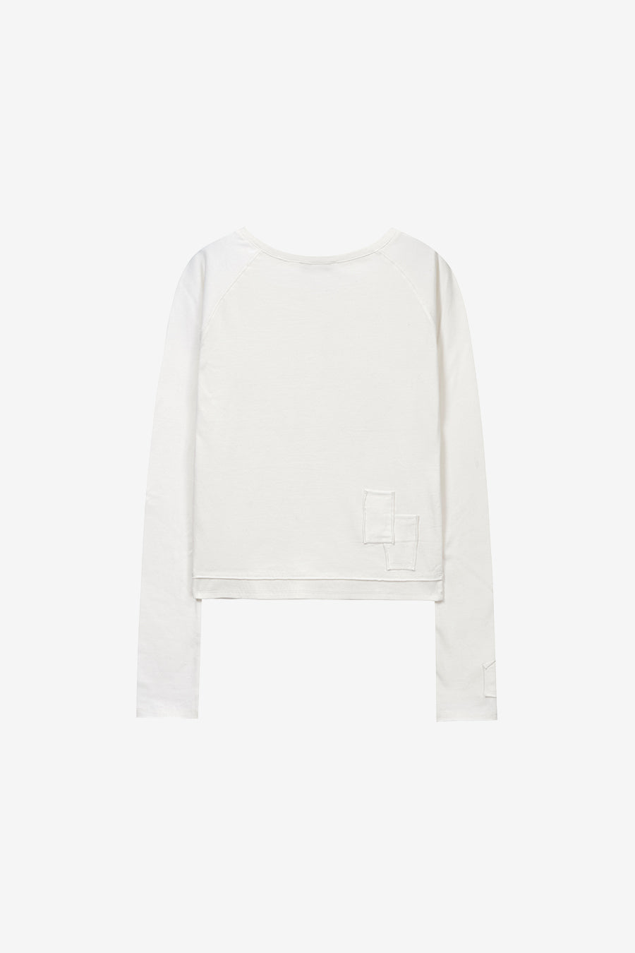 Insilence - Henley Neck Patchwork T-Shirt (White) product image 8 | TRAB K-Fashion Australia