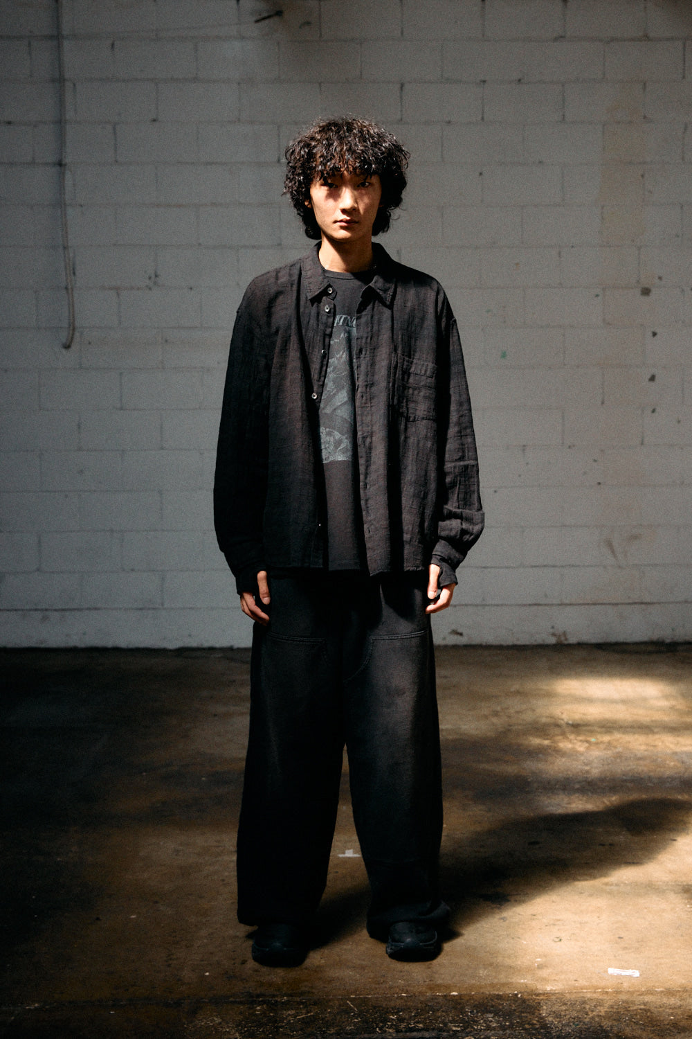 Hatchingroom - Classic Shirt Gauze Stripe Over Dyed (Black) product image 6 | TRAB K-Fashion Australia
