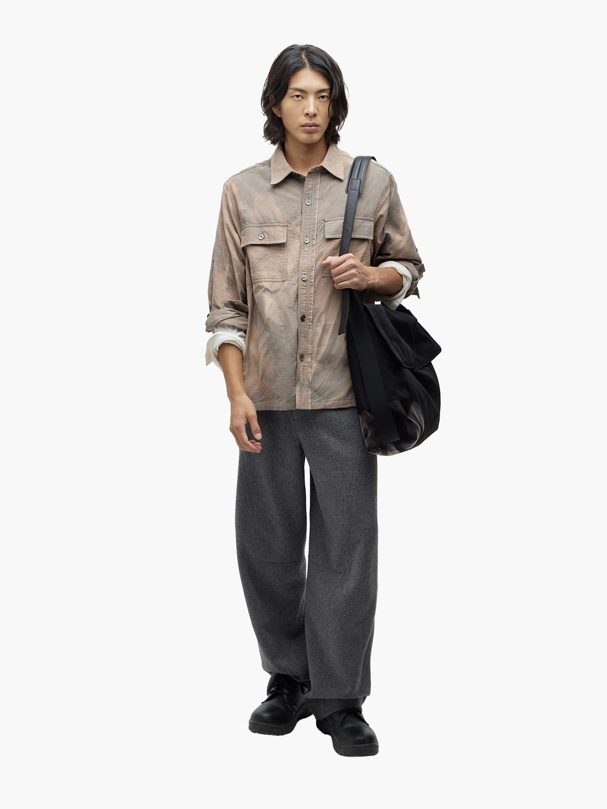 Jiyong Kim - Sun-Bleached Leather Strap Bag (Black) product image 1 | TRAB K-Fashion Australia