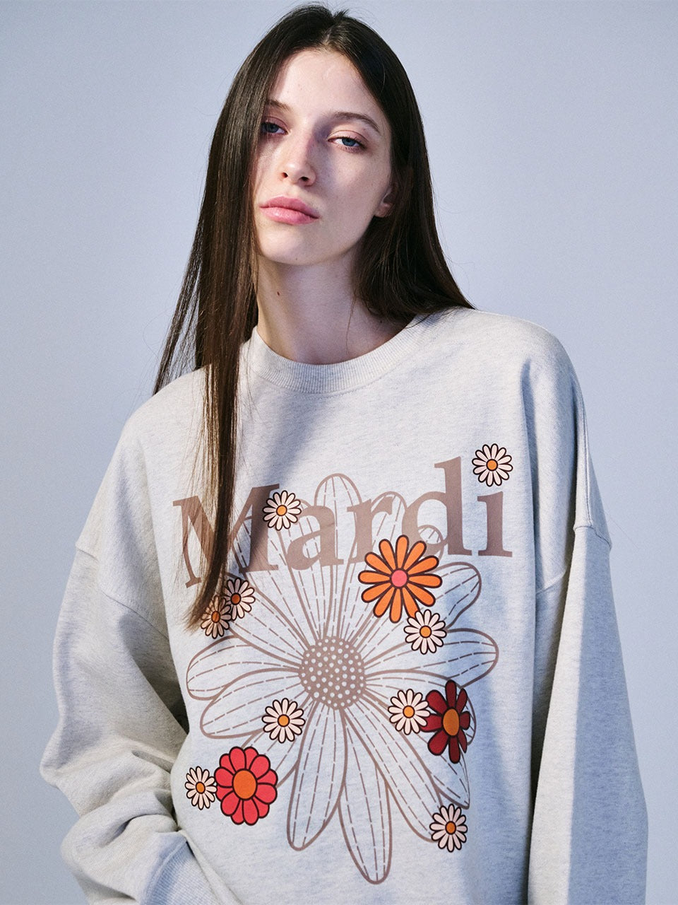 Mardi Mercredi - Sweatshirt Flowermardi Blossom (Oatmeal Taupe) product image 1 | TRAB K-Fashion Australia