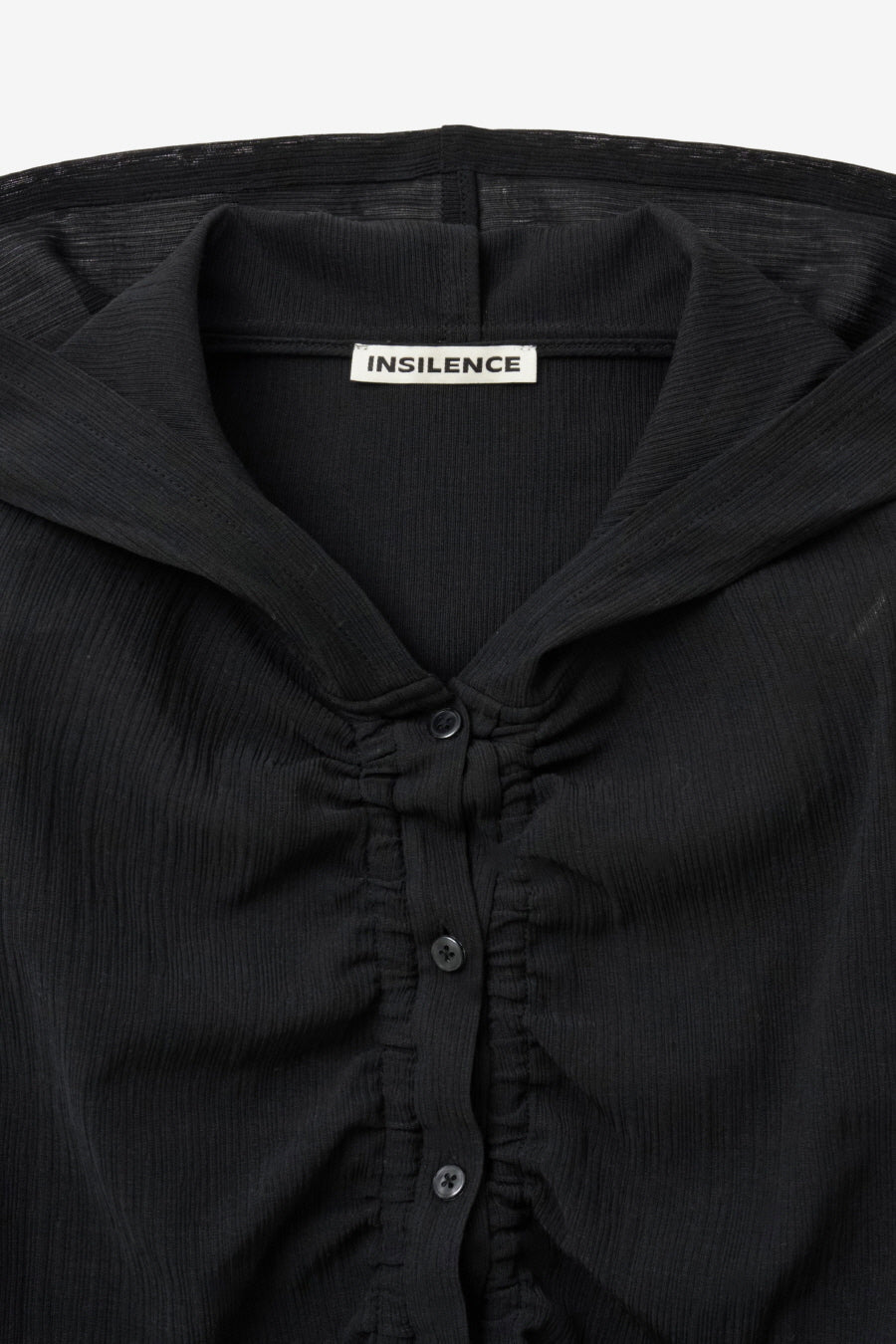 Insilence - Textured Shirring Hooded Shacket (Black) product image 9 | TRAB K-Fashion Australia