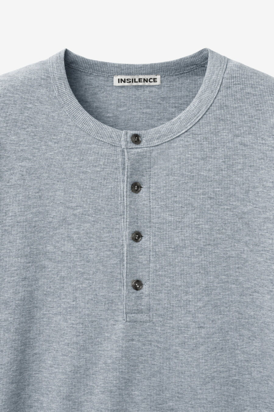 Insilence - Slim Fit Ribbed Henley Neck (Melange Grey) product image 9 | TRAB K-Fashion Australia