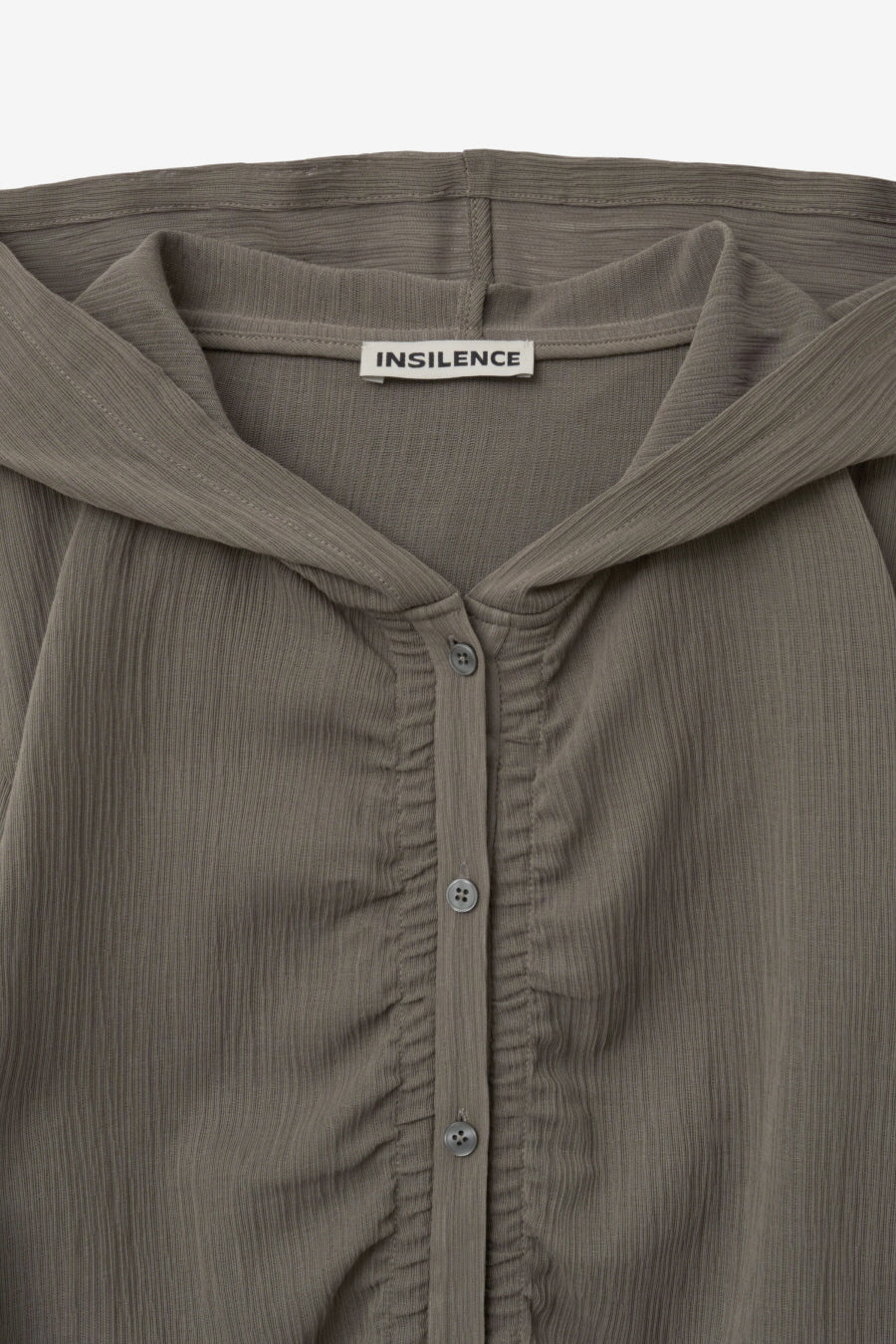 Insilence - Textured Shirring Hooded Shacket (Khaki) product image 9 | TRAB K-Fashion Australia