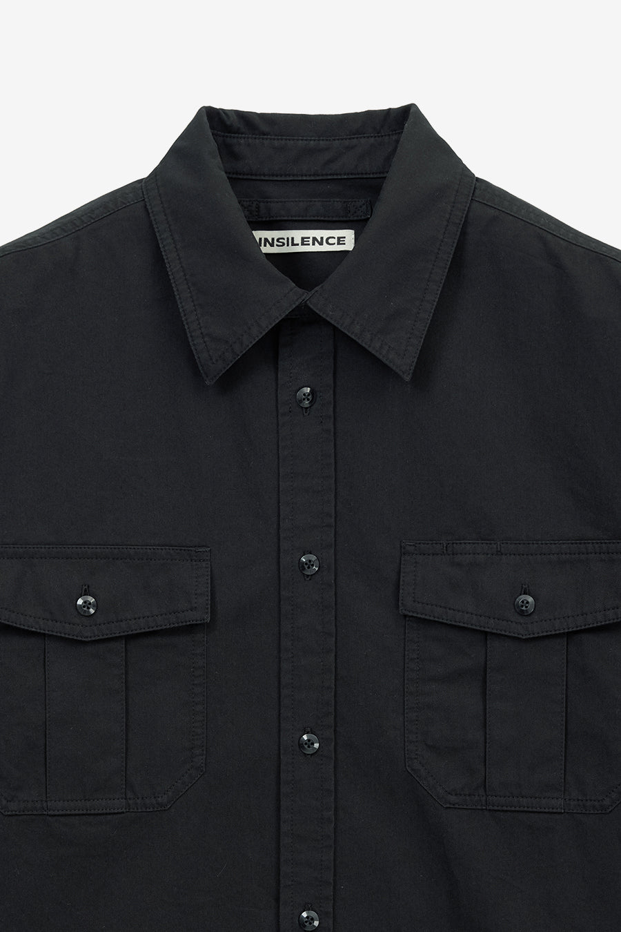 Insilence - Washed Cotton CPO Shirt (Washed Black) product image 9 | TRAB K-Fashion Australia