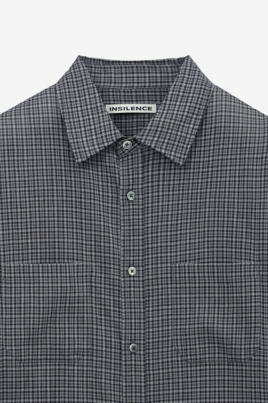 Insilence - Lightweight Crop Check Shirt (Dark Grey) product image 9 | TRAB K-Fashion Australia