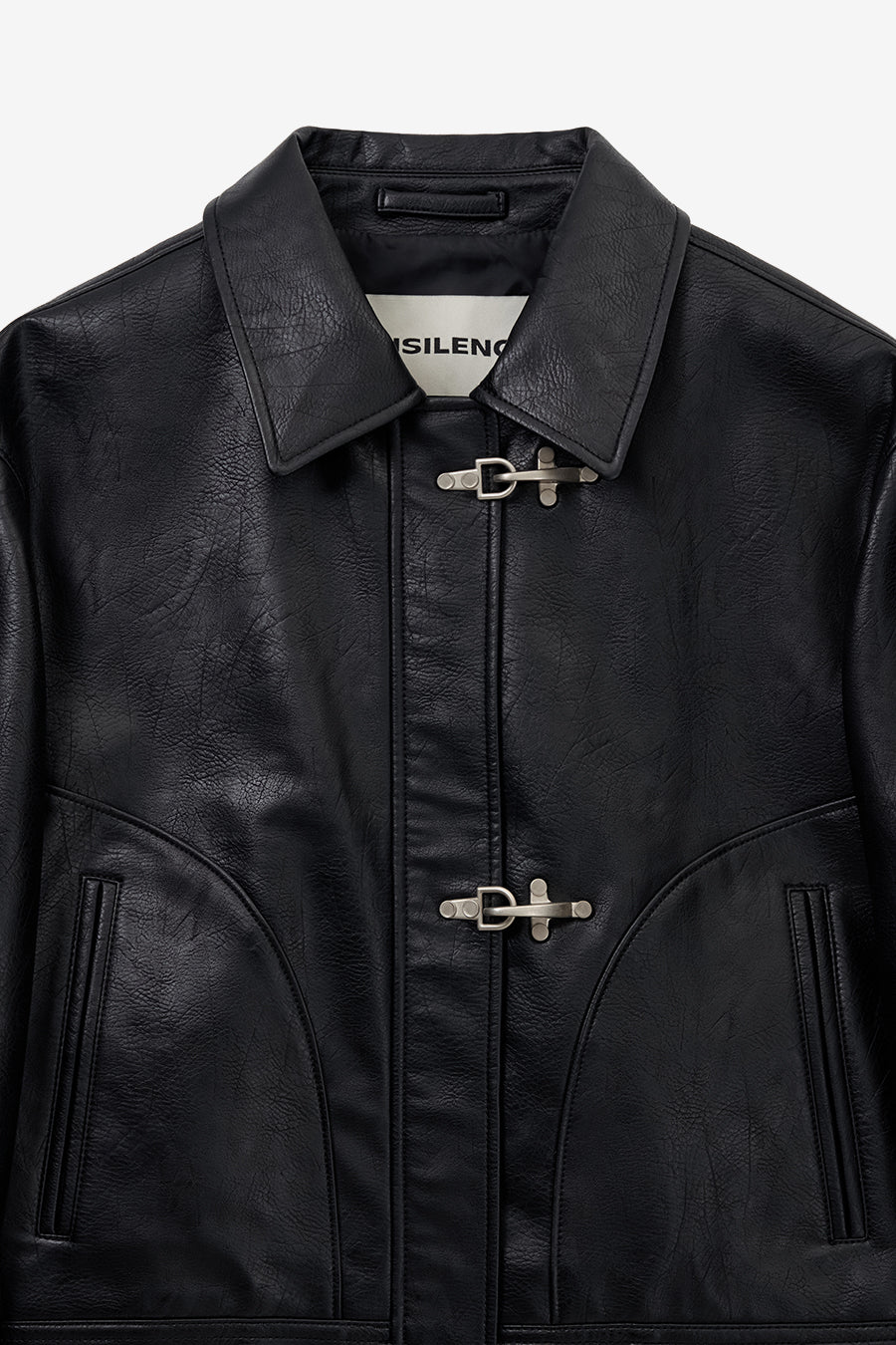 Insilence - Vintage Buckle Faux Leather Jacket (Black) product image 9 | TRAB K-Fashion Australia