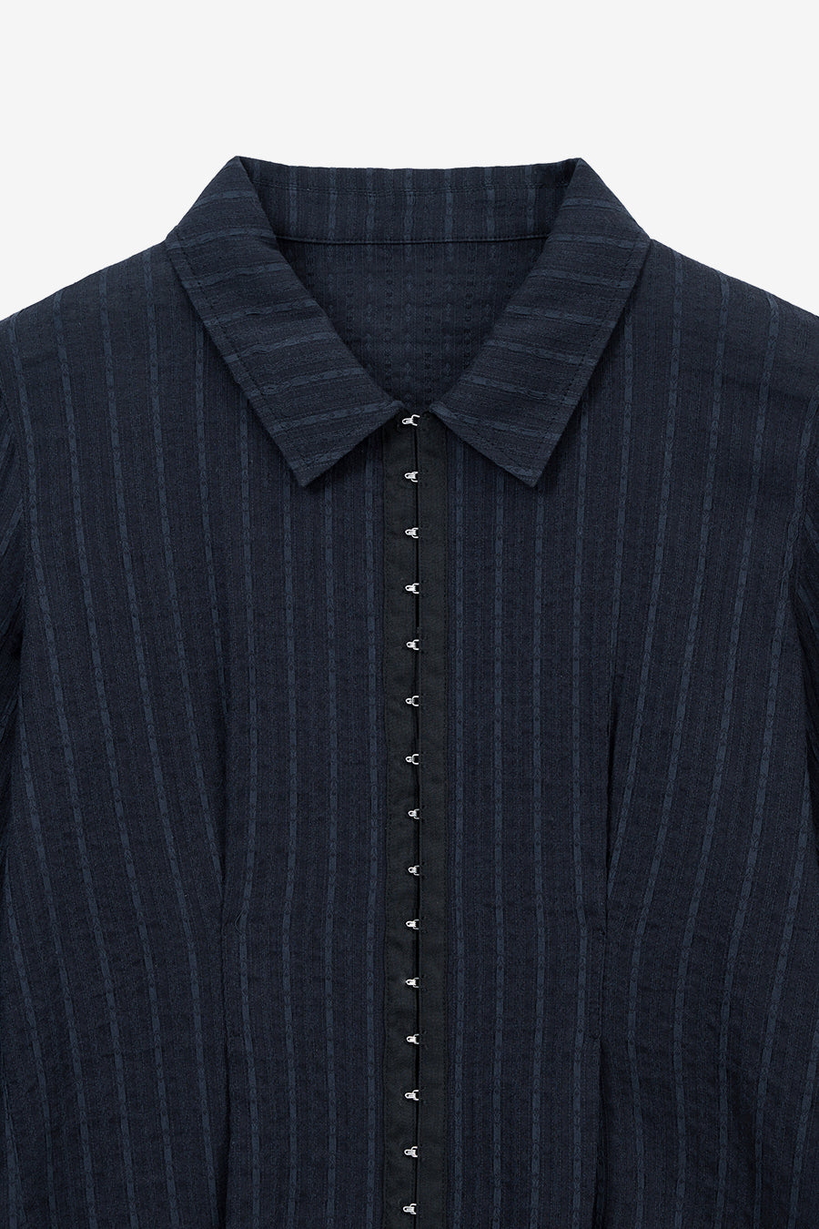Insilence - Hook Detail Jacquard Shirt (Navy) product image 9 | TRAB K-Fashion Australia