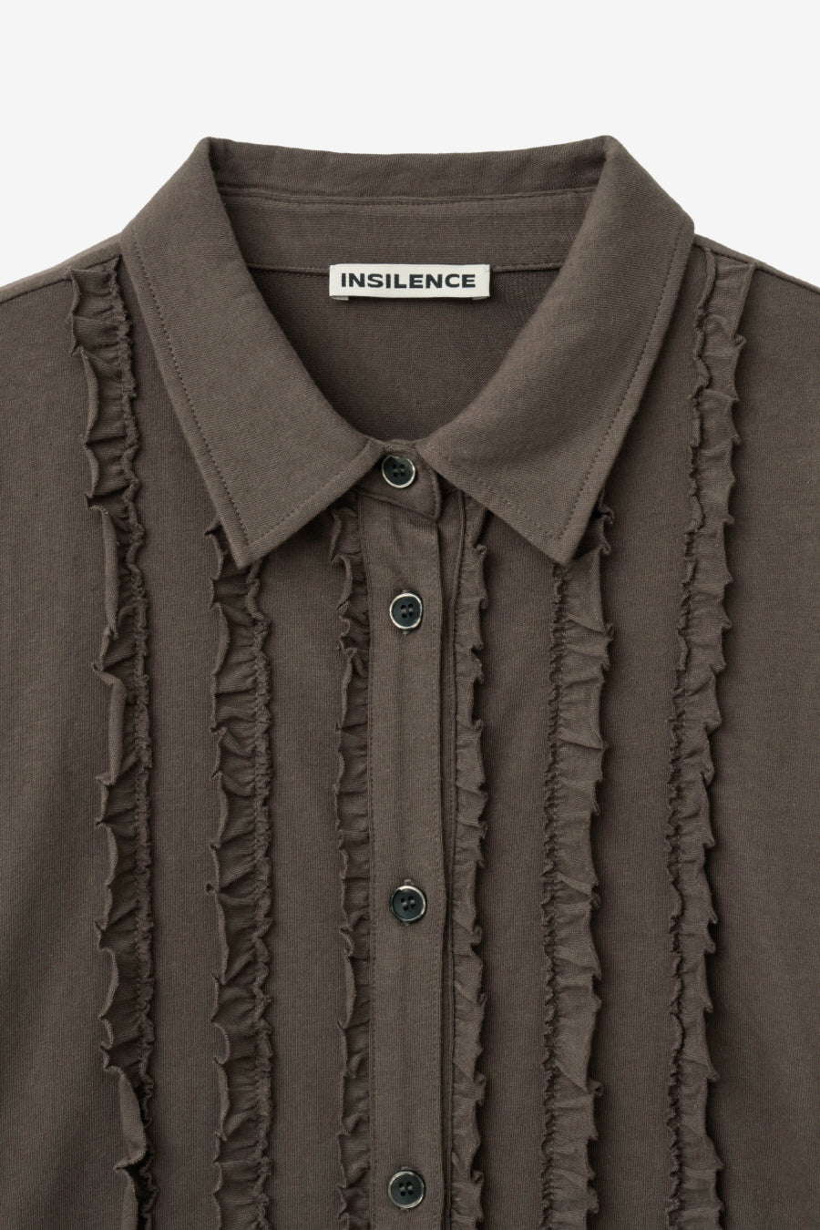 Insilence - Ruffle Jersey Shirt (Ash Brown) product image 9 | TRAB K-Fashion Australia